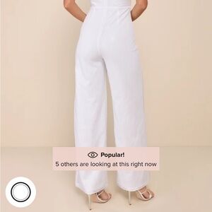 Lulu's White Wide Leg High-Waisted Pants